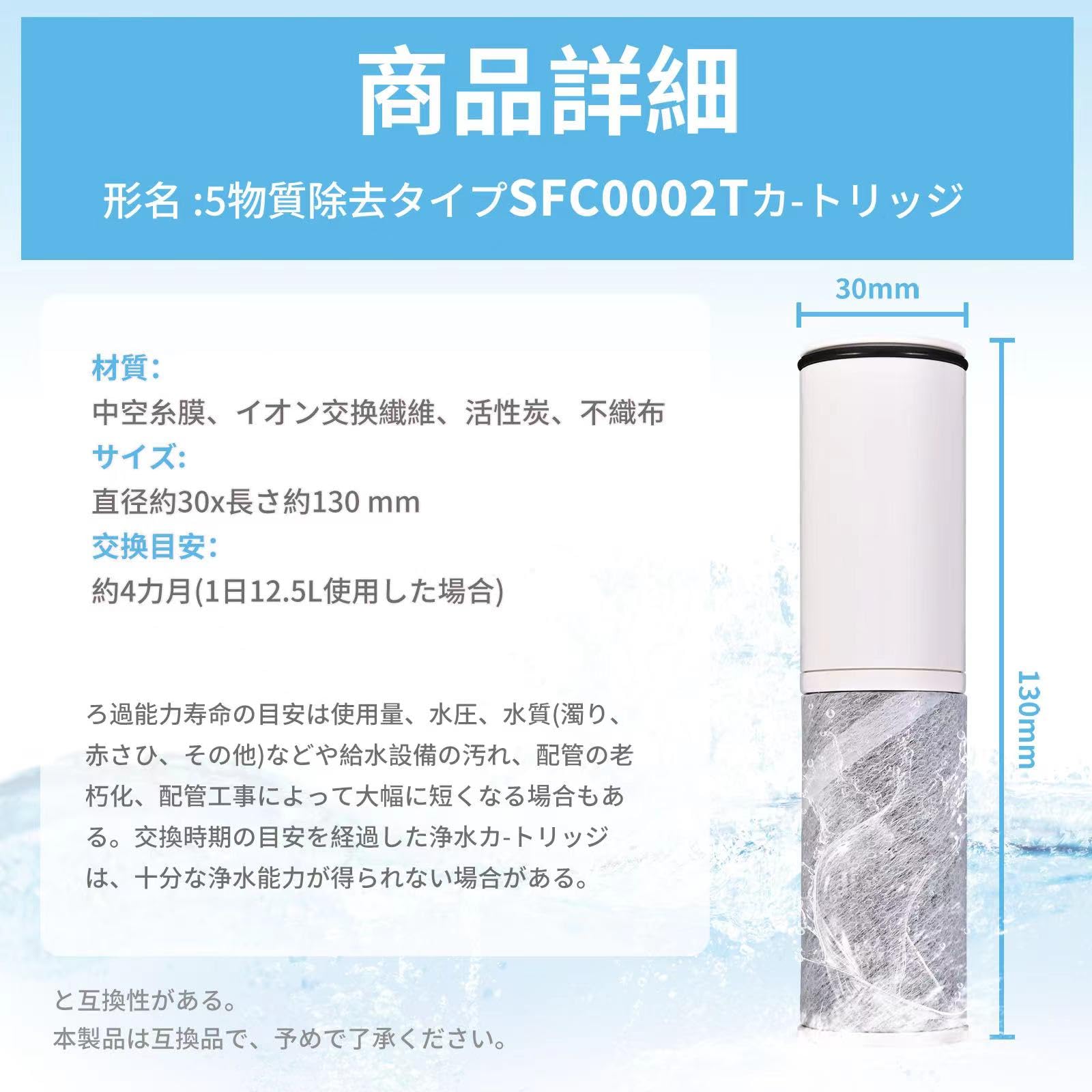 【本日限定価格】交換用 浄水器用取替カートリッジ2本入り　説明欄必読お願いします Amazon | 【JIS規格日本検査済】SFC0002T 交換用浄水器 カートリッジ